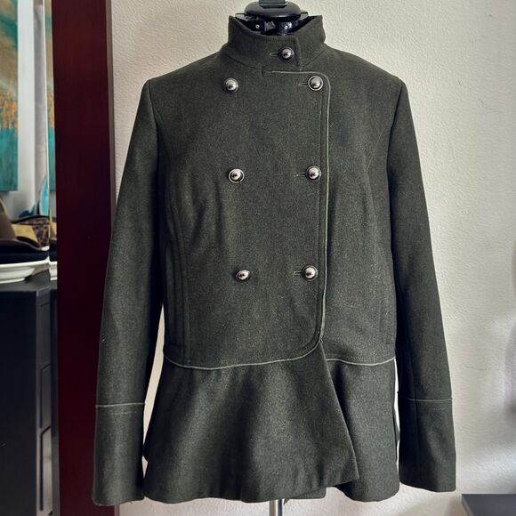 Banana Republic Olive Green Peplum Jacket by Mario Bellucci XL - Picture 2 of 11